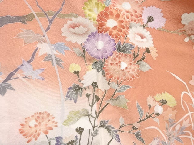  未使用品　手描き友禅　花鳥模様訪問着